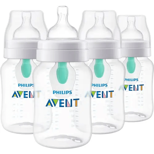 Philips Avent Anti-Colic Baby Bottle with AirFree Vent, 9oz, 4pk, Clear, SCY703/04