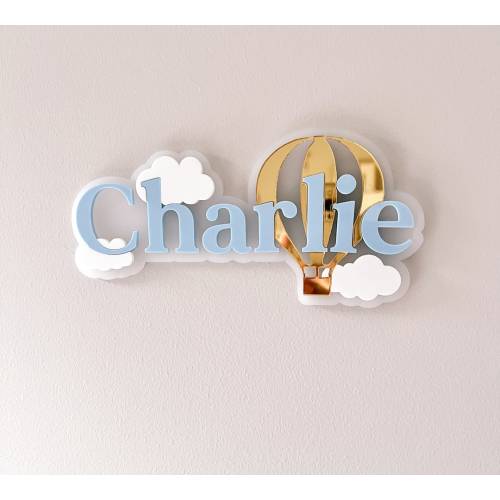 Hot Air Balloon Custom Acrylic Name | Baby Name Sign | Name Plaque | Nursery Decor | Kids Room | Acrylic Name | Baby Room | Custom Name