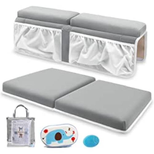 Bath Kneeler and Elbow Rest Set Baby Bath Kneeling Pad, Thick Non-Slip Bathing Kneeling Mat Cushion Quick Drying Bathtub Knee Saver with Arm Support and Pockets for Bathroom Bathing time Comfort, Gray : Baby