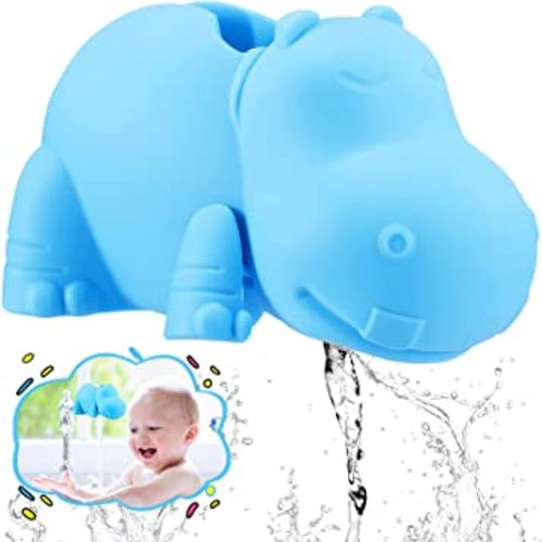 Bath Spout Cover for Bathtub, Baby Shower Protector Cover from Bumping Head During Bathing Time, Cute Soft Cartoon Hippo Water Faucet Mouth Protecting Cover for Enjoyable Safe Baths Bathroom