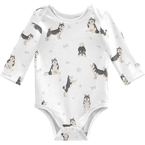 vvfelixl Baby Bodysuits Black Pug White Long Sleeve Cotton Baby Clothes For Boys Girls 0-24 Months