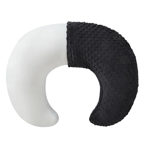 Nursing Pillow and Positioner with Minky Cover, Improved Large Version Feeding Pillow for Breastfeeding and Bottle Feeding, Propping Baby, Tummy Time, Baby Sitting Support, Awake-Time Support (Black)