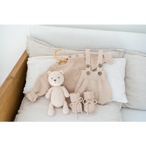 Baby Coming Home Outfit Knit Set 0-3 months | Newborn Oversized Knit Sweater, Booties and Bloomers. Gender Neutral Gift Idea