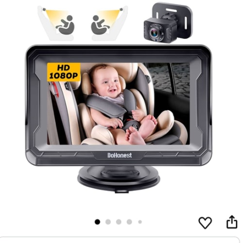 DoHonest Baby Car Camera HD 1080P - Rear-Facing Car Baby Monitor with Night Vision, Adjustable View Angle, Easy Setup, Anti-Glare Display, Safety for Kids & Infants