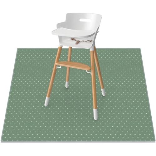 WeeSprout Baby Splat Mat for Kids, Large 51” x 51” Floor Playmat with Durable, Waterproof Surface and Non-Slip Bottom for Infants to Toddlers Under highchair, Arts and Crafts, picnics and Play - Square - Rosemary Stitch