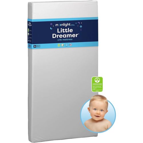 Moonlight Slumber Little Dreamer Crib Mattress - Dual-Sided, 2-Stage Baby and Toddler Mattress with Plush and Firm Layers and Waterproof Mattress Cover - 52"x 28"x 5"