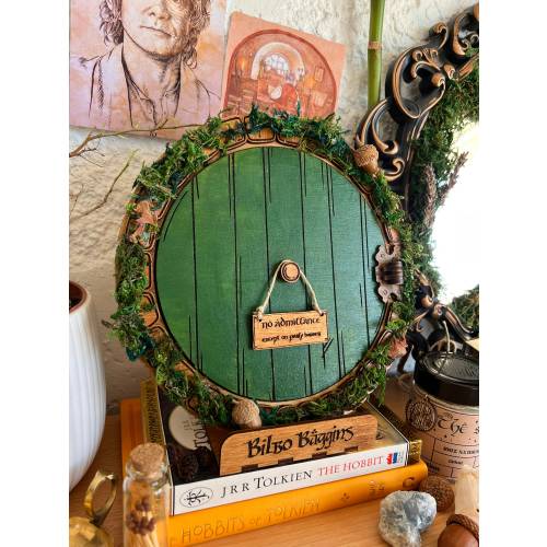 Hobbit door, Hobbit Door with mirror, bookish gift, Nursery, Hobbitcore, Fandom Décor, Wedding Gifts, Baby Shower Gifts, Nursery Decor