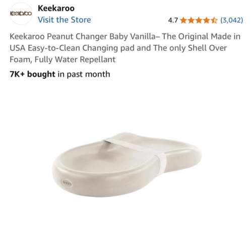 Keekaroo Peanut Changer Baby Vanilla– The Original Made in USA Easy-to-Clean Changing pad and The only Shell Over Foam, Fully Water Repellant