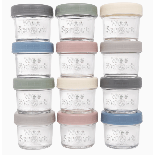 WeeSprout | Glass Baby Food Jars Airtight Containers with Lids | 4 oz
