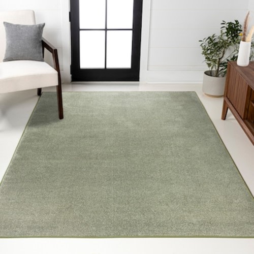 JONATHAN Y SUPERSOFT Haze Solid Low-Pile 4 X 6 (ft) Green Indoor Solid Farmhouse/Cottage Area Rug SEU100O-4 at Lowes.com