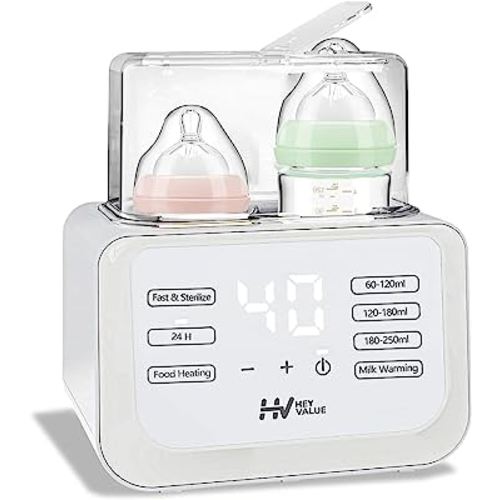 Baby Bottle Warmer, 8-in-1 Fast Milk Warmer for Breastmilk or Formula with Timer, 24H Constant Warming, with Defrost, Heat Baby Food Jars, Sterili-zing Function, Accurate Temp Control, Fits 2 Bottles