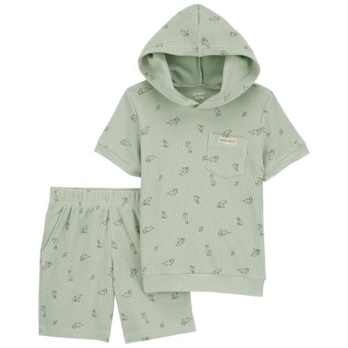 Baby 2-Piece French Terry Dino Print Set - Style,Grey