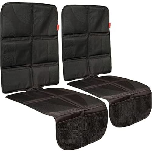 Lusso Gear Car Seat Protector (Value 2 Pack) - Thick Padding, Waterproof, 2 Mesh Storage Pockets, Protect Fabric or Leather Seats from Child Car Seat and Pets, Non-Slip Rubber Padded Backing (Black)