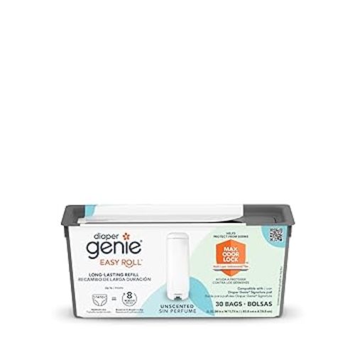Diaper Genie Easy Roll Refill with 30 Bags | Lasts Up to 8 Months or Holds Up to 1410 Newborn Diapers Per Refill - 30 Count (Pack of 1)