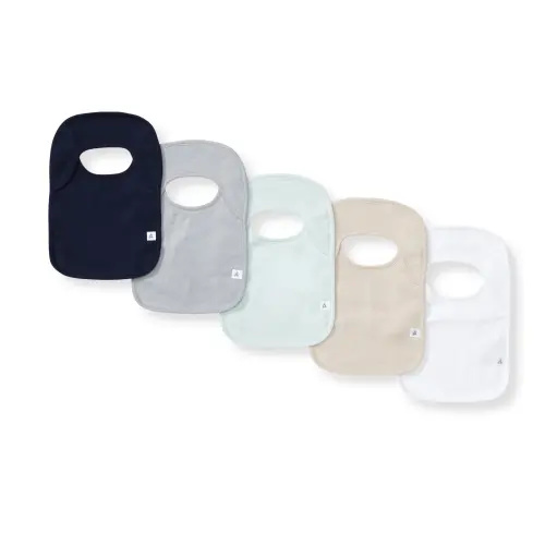 Solid Organic Cotton Baby Bibs 5 Pack - Midnight