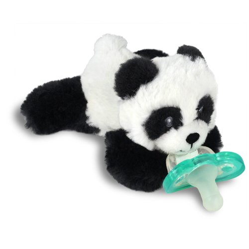 RaZbaby RaZbuddy Paci Holder - Detachable JollyPop Pacifier 0m+ - Panda - Bpa Free - Pacifier Made in USA