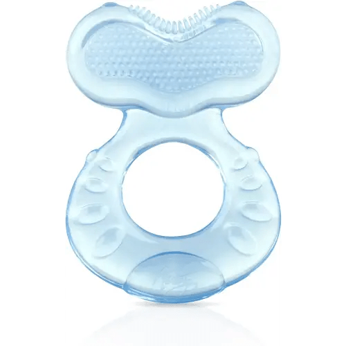 Nuby Silicone Teethe-eez Teether with Bristles, Includes Hygienic Case, Blue