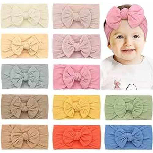 CÉLLOT Super Stretchy Soft Knot Headbands with Hair Bows Head Wrap Hair Accessories For Newborn Baby Girls Infant Toddlers Kids
