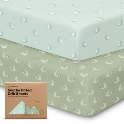 Keababies 2pk Soothe Fitted Crib Sheets Neutral, Organic Baby Crib Sheets, Fits Standard Nursery Baby Mattress