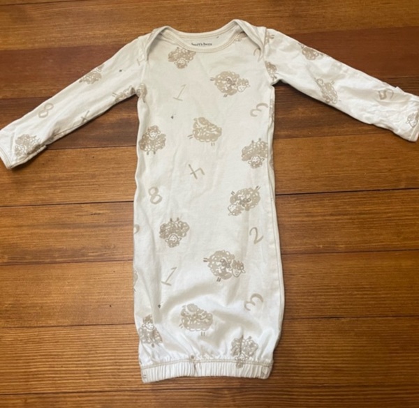 Burt’s Bees Baby Cream Organic Cotton Sleeper Gown with Counting Sheep Print