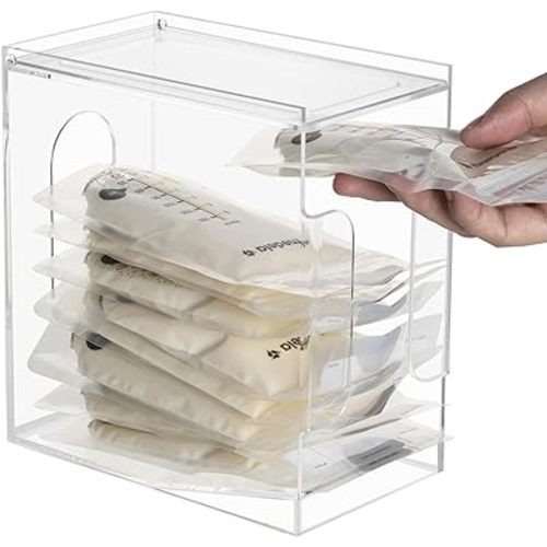 Freeze Organizer for Breast Milk Storage Bag, Highly Clear Acrylic Container Storing System for Freezing Breastmilk to Feed Baby, Reusable Breastfeeding Accessories Standard Storage Tower