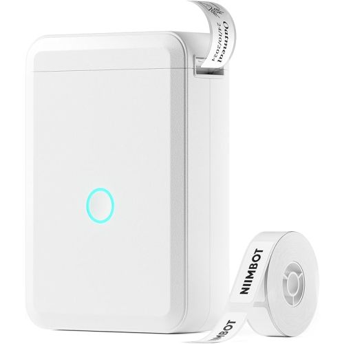 NIIMBOT D110 Label Maker Machine with Tape, Small Label Printer Bluetooth Connection Multiple Templates Available for Phone Easy to Use for Office Home Organization Rechargeable White