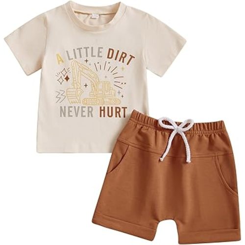 CIYCUIT Baby Boy Summer Clothes Short Sleeve Letter Print Shirt Shorts Set