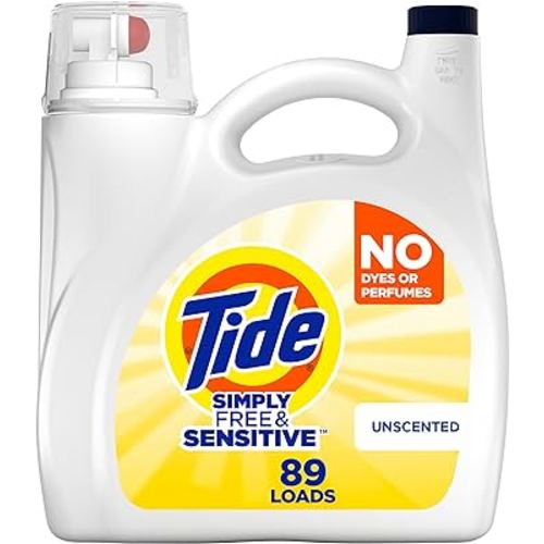 Tide Simply Liquid Laundry Detergent, Free & Sensitive, 117 oz, 89 Loads