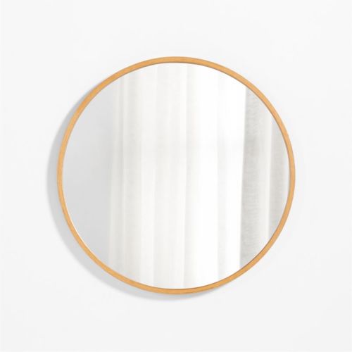 Finn Oak Wood 31" Round Wall Mirror