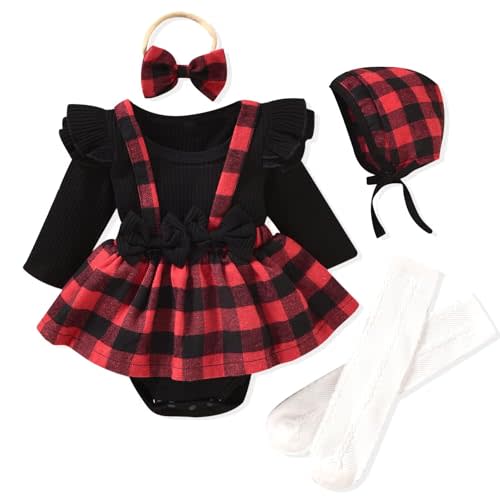 Unutiylo Preemie Newborn Baby Girl Clothes Romper Suspender Dress Fall Winter Outfits Ruffle Long Sleeve Jumpsuit