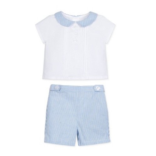 Hope & Henry Layette Baby Boy Peter Pan Shirt and Short 2-Piece Set, Infant, 3-6 Months