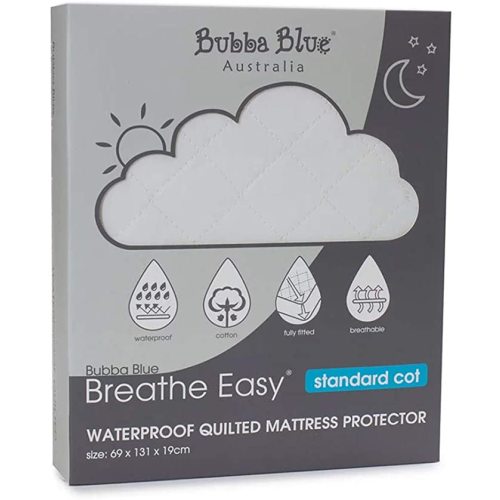 Bubba Blue Breathe Easy Waterproof Quilted Standard Cot Mattress Protector, White : Amazon.com.au: Home