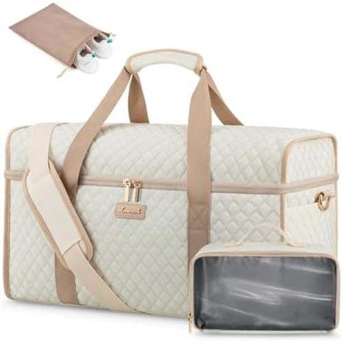 LOVEVOOK Travel Duffle Bag, Weekender Bags For Women, Carry On Duffel Bags For Airplanes, Overnight Bag With Toiletry Bag, Hospital Bag for Labor and Delivery, Yoga Gym Bag with Wet Pocket, 3Pcs Set