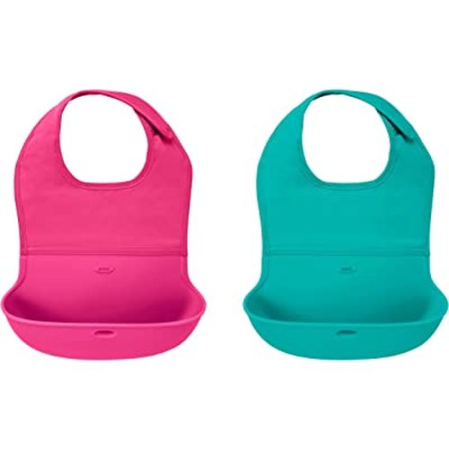 OXO Tot Roll-Up Bib 2 Pack - Pink/Teal