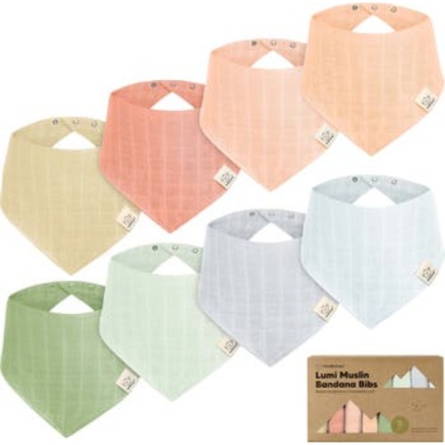 8-Pack Lumi Muslin Bandana Bibs