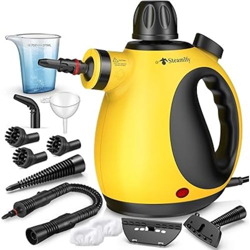 Pressurized Handheld Steam Cleaner for Home, Multi-Surface Steamer with 12 Accessories, 12.8oz Natural Steamer for Cleaning Car, Bathroom, Shower, Upholstery, Grout, Window, Grease