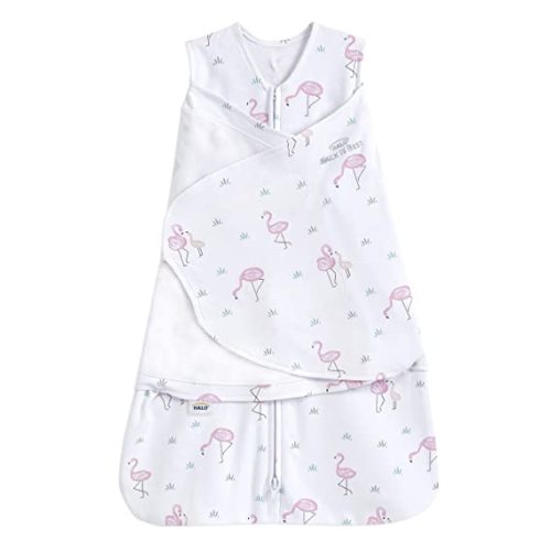 HALO 100% Cotton Sleepsack Swaddle, 3-Way Adjustable Wearable Blanket, TOG 1.5, Flamingos, Small, 3-6 Months