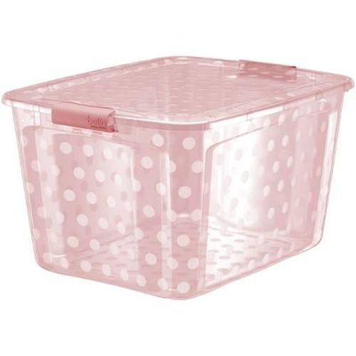 Bella Storage Solution 80qt Polka Dots Locking Lid Tint Pink