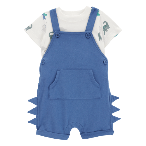Navy Baby 2-Piece Dinosaur Tee & Shortall Set - Navy