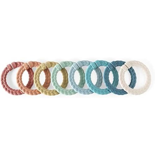 Itzy Ritzy Linking Ring Set; Set of 8 Braided, Rainbow-Colored Versatile Linking Rings; Attach to Baby's Car Seat, Stroller & Activity Gym to Keep Toys Nearby; Rainbow