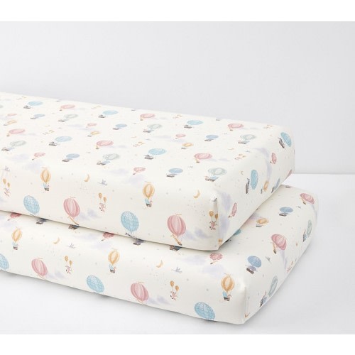 Hot Air Balloon Organic Cotton Crib Fitted Sheet