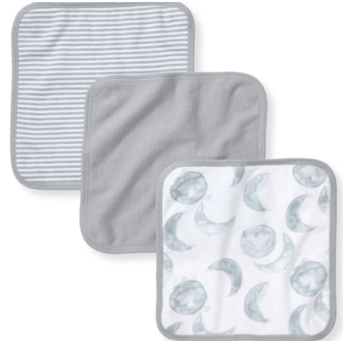 Golden Bee Organic Cotton Knit Terry Washcloths 3 Pack - Hello Moon