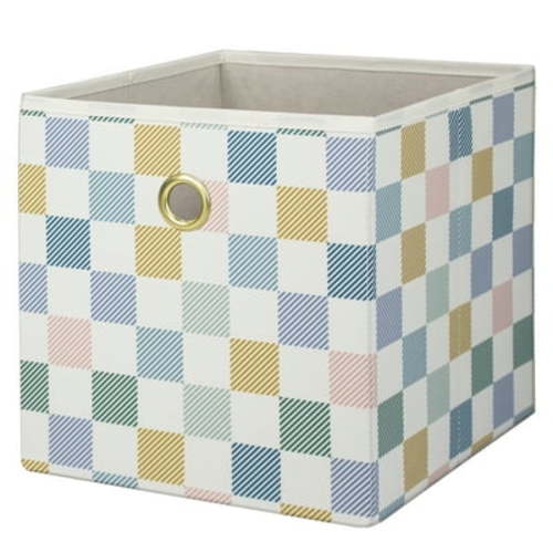Mainstays Collapsible Fabric Cube Storage Bin, Multi Check
