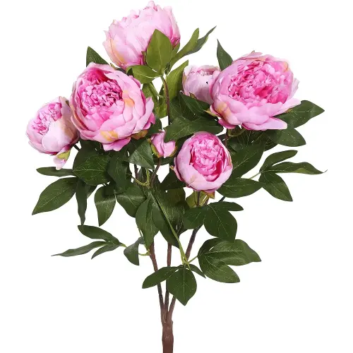 Vickerman 23'' Everyday Artificial Cerise Peony Bush - Faux Indoor Floral Arrangement - Lifelike Faux Peony Bush - for Home Or Office Decor - Maintance Free