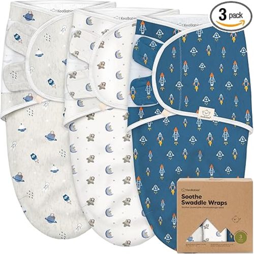 3-Pack Organic Baby Swaddle Sleep Sacks - Swaddles for Newborns, Infant 0-3 Months, Baby Girls, Boys, Soft & Snug Newborn Sleep Sack, Nursery Swaddling Blankets (Cosmo)