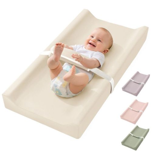 GOTGELIF Waterproof PU Foam Portable Baby Changing Pad with Safety Strap