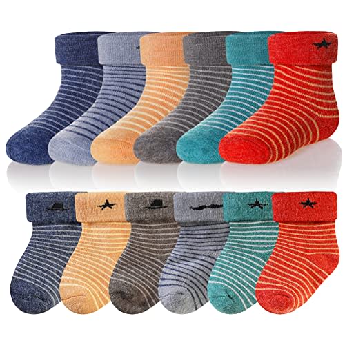 Eocom 6 Pairs Baby Boys Girls Wool Socks Infant Toddlers Kids Unisex Winter Thick Soft Warm Thermal Crew Socks