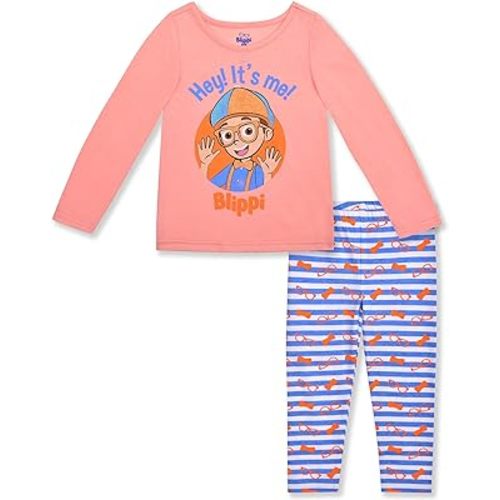 Blippi Girls Long Sleeve Shirt and Legging Pants Set for Toddlers and Big Kids