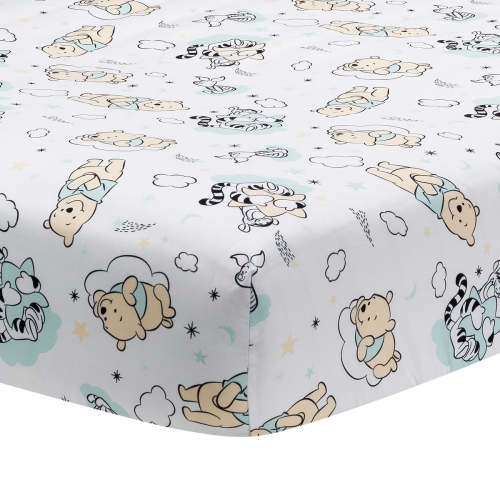 Disney Baby Winnie the Pooh Hugs White Fitted Crib Sheet– Lambs & Ivy