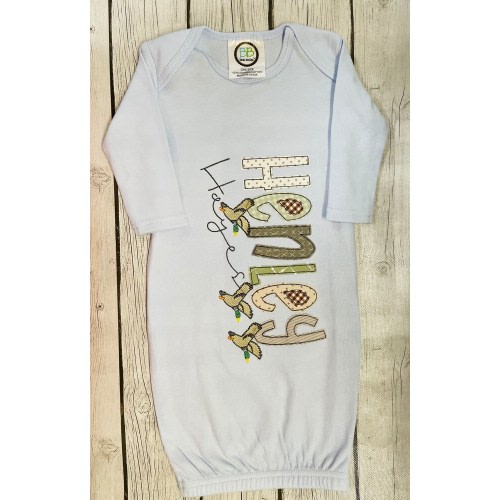 Personalized Baby boy gown with mallard ducks